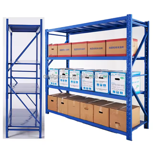 Scaffale Metallico <span class=keywords><strong>Blu</strong></span> a 1-4 Ripiani, Senza Bulloni, per Carichi Leggeri, Impilabile per Magazzino - Product Image 1