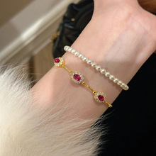 השנה החדשה S925 של השנה החדשה bangle צמיד מזל טוב עם סרט אוצרות אדום וסרט אדמת חצר אלסטי - Product Image 2