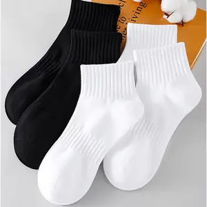 2024 white terry thicken socks pure cotton towel bottom for shock absorption sports socks breathability sweat absorption