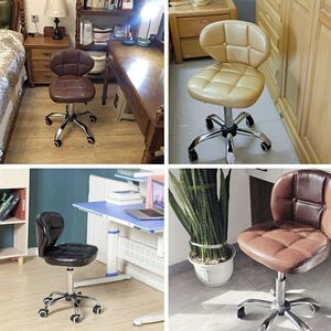 Chaise de bureau pivotante réglable en hauteur avec dossier, chaise de bureau compacte pour la maison, le bureau ou le poste de travail, siège en cuir, base chromée - Product Image 4