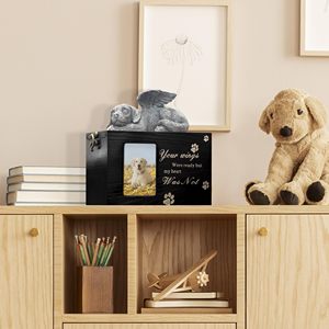 Urn Kayu untuk Abu Jenazah Anjing Kucing dengan Bingkai Foto & Lapisan Flanel Lembut, Urn Kremasi Kenangan, Hadiah Kenang-kenangan Pemakaman - Product Image 4