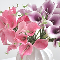 Künstlicher Calla-Lilien-Strauß mit 7 Stielen, handgebunden, EVA-Simulationsblumen, Lila-Rosa, für Hochzeiten und Heimdekoration