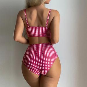 <span class=keywords><strong>Bikini</strong></span> taille haute fendu sexy à carreaux <span class=keywords><strong>Micro</strong></span> <span class=keywords><strong>Bikini</strong></span> grande taille gros seins - Product Image 2