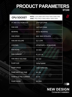 AM5 Intel 240mm AIO Refroidisseur d'eau liquide Grand volume d'air Affichage numérique PC de jeu Refroidissement par eau 3pin Accessoire de boîtier d'ordinateur