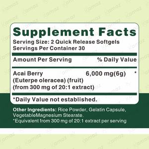 Amaz 100% doğal <span class=keywords><strong>Acai</strong></span> <span class=keywords><strong>Berry</strong></span> özü kapsüller toptan şişe ambalajlama Solvent ekstraksiyonu için en kaliteli bitkisel takviyesi - Product Image 6