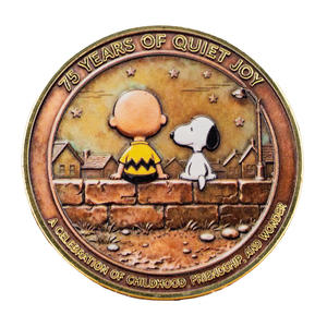 Retro metalen Snoopy 75-jarig jubileum herdenkingsmunt verzamelobject cartoon decoratie souvenir cadeau - Product Image 3