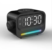 Speaker Audio LED RGB Mini Nirkabel dengan Jam, Tahan Air, Baterai USB Isi Ulang untuk Kamar Tidur, Pesta, dan Kompetisi
