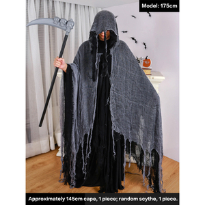 Cape d'Halloween Costume <span class=keywords><strong>de</strong></span> Diablo Cape <span class=keywords><strong>de</strong></span> <span class=keywords><strong>Mort</strong></span> Cosplay en lambeaux Horreur Médiévale Cape <span class=keywords><strong>de</strong></span> Sorcière Magique Cape d'Halloween Diable - Product Image 4