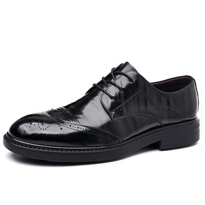 Black Leather Round Toe Oxford Dress Shoes Lace-Up Solid Color Office Career All Seasons wholesale Proxy payment - Product Image 1