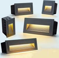 Lampe de marche LED étanche IP65, lampe d'escalier murale encastrée, lumière de voie extérieure anti-éblouissement en aluminium