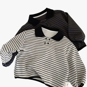 เสื้อโปโลเด็ก 2026 ฤดูใบไม้ผลิใหม่สไตล์เกาหลีลายทางแขนยาวเสื้อโปโลสำหรับเด็กผู้ชายเด็กผู้หญิงเด็กวัยหัดเดิน - Product Image 2