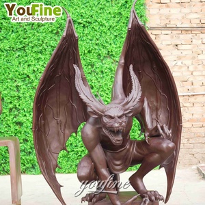 Statue de Gargoyle ailé en bronze coulé grandeur nature, grande sculpture de monstre pour la décoration de parcs, de cours et de jardins - Product Image 4