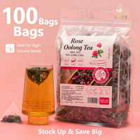 Thé Oolong au charbon de bois de rose rouge à double pétale naturel, 100 sachets, ingrédients purs, sans additifs, fournisseur de thé