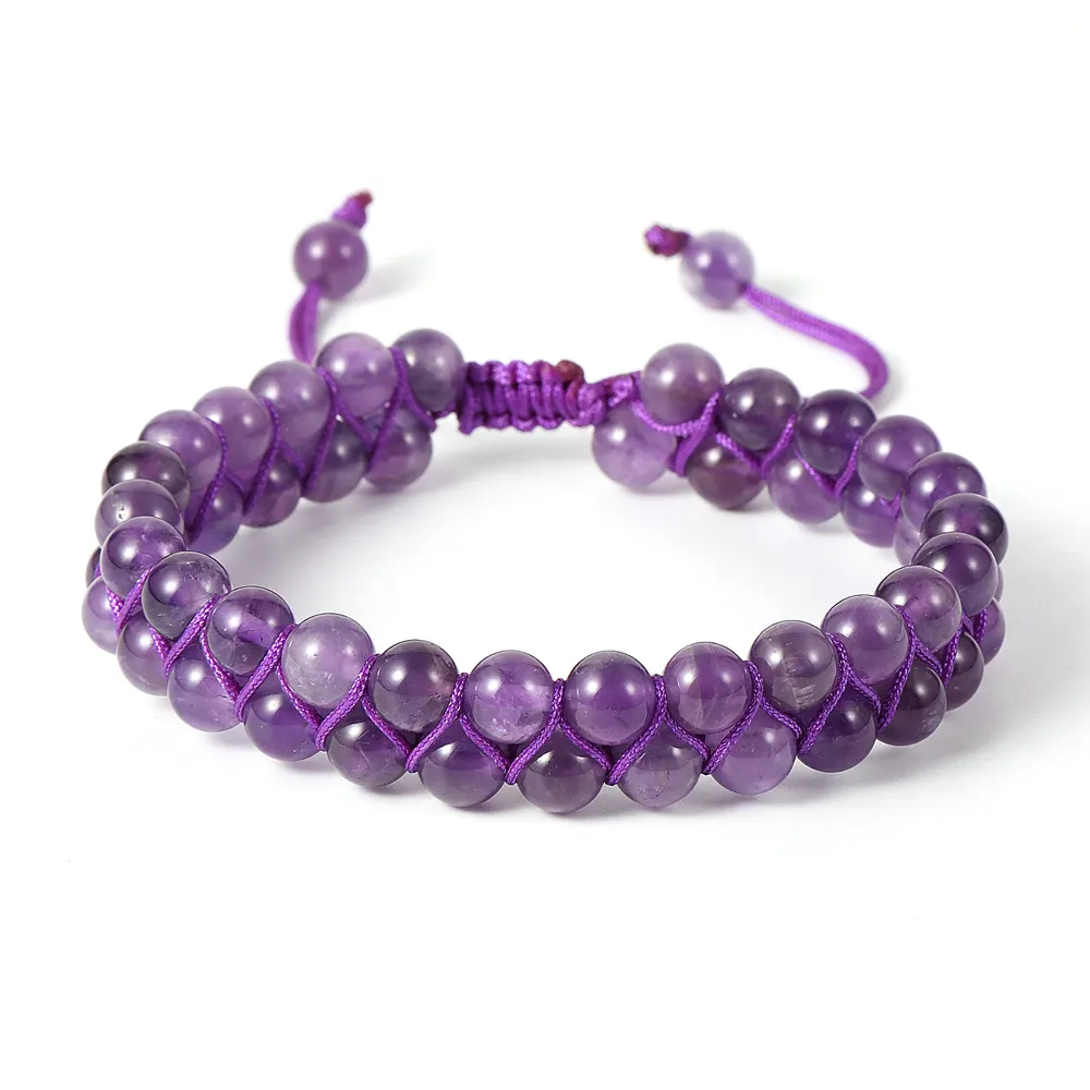 BOHO Adjustable Colorful String Braided Macrame Natural Gem Stone Healing Crystal Beads Bracelets For Women Girls