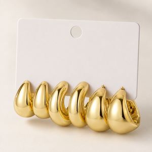 New Fashion Gold <b>C</b> Shape Big Water Drop Hoop Earrings Sets for Women Jewelry Party Gift Fashion Stud Earrings - Product Image 6