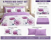 Parure de lit 100% coton 3 places King Size, drap plat, 6 pièces, comprenant 2 taies d'oreiller + 4 taies d'oreiller pour le salon