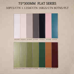 Azulejos de Pared Esmaltados Coloridos de 75x300mm, Acabado Plano, en Forma de Tira Larga, para Cocina y Baño - Product Image 3