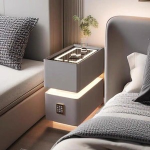 Mesa <span class=keywords><strong>de</strong></span> <span class=keywords><strong>Noche</strong></span> Inteligente con Luz LED, 2 Cajones, Ultra Estrecha, Simple y Moderna, con Cerradura, para el Hogar y Apartamentos, Altamente Recomendada - Product Image 4