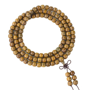 Bracelet de prière en bois de santal vert ancien, 108 perles, forme baril, unisexe, bijoux de cérémonie religieuse - Product Image 5
