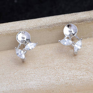 Pendientes de botón de moda Wenchi de plata 925 con perla cuadrada de lujo, accesorio de joyería DIY semiterminado, base 10-11, 15633, China - Product Image 4