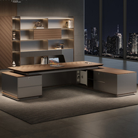 Scrivania Direzionale Moderna a L in Legno MDF, Montaggio Richiesto, Scrivania di Lusso per Manager e Dirigenti