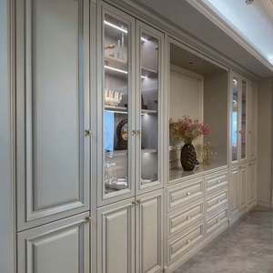 Villa Living Room Showcase Design <b>Wood</b> Living Room Furniture Showcase Apartments & Hotels <b>Cabinet</b> Living Room Wall Showcase - Product Image 1