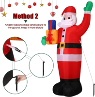 Décorations de Noël gonflables géantes de 180 cm avec lumières LED, Père Noël et sac cadeau, pour extérieur, jardin, pelouse, fête, vacances