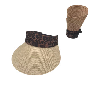 HKZB Custom <b>Women</b> European American Style Striped Wide Brim Open Top Straw Hat Sports Outdoor Beach Street <b>Sun</b> <b>Visor</b> Cap - Product Image 2
