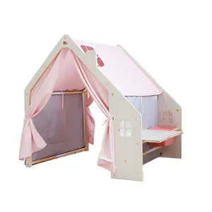 Maibeibi Multifunctionele Houten Kids Spelen Tent Speelgoed Speelhuis Met Tekentafel Tent Voor Kinderen Speelhuis