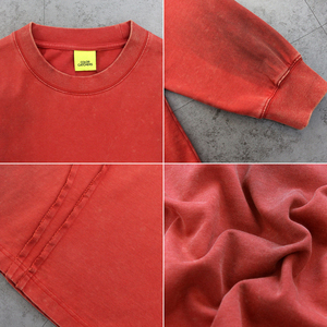 Sudadera Roja Oversize con Cuello Redondo y Lavado Ácido para <span class=keywords><strong>Hombre</strong></span>, con Logotipo Personalizable - Ropa Casual Urbana de Corte Holgado - Product Image 4