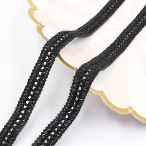 Escalera de punto de 1,1 cm de ancho, 100% algodón, ajuste de encaje estrecho, borde de cinta negra, suministro de fábrica - Product Image 1