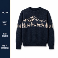 Pull en cachemire à col rond, motif cerf de montagne de Noël, épais, pour l'hiver