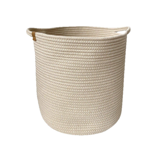 Grand panier en <span class=keywords><strong>corde</strong></span> de coton tressée de 13 pouces, bac de rangement pour jouets de chambre d'enfant, panier à <span class=keywords><strong>linge</strong></span> blanc avec poignées pour couvertures et oreillers - Product Image 5