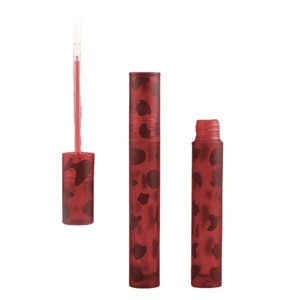 Leopard Print Amber Lip Gloss 4ml Round Tube Glossy Finish Cosmetic Packaging Empty Refillable Lip Gloss <b>Container</b> - Product Image 3