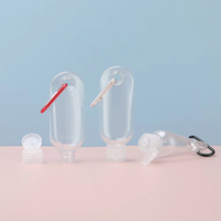 Botellas de Plástico PETG Transparentes Recargables de 50 ml, 60 ml, 1 oz, con Agarre para Gimnasio, Botella Desinfectante con Llavero, Cosmética, Serigrafiada
