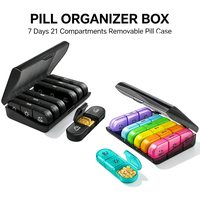 Organisateur de pilules hebdomadaire pratique |   Boîte à pilules scellée détachable pour 3 prises quotidiennes |   Boîte de rangement portable pour vitamines, résistante à l'humidité, pour les voyages