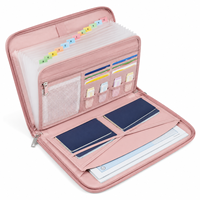 Sac de voyage multi-compartiments rose personnalisé avec fermeture éclair, étanche, pour documents, passeport et billets, organisateur OEM ODM