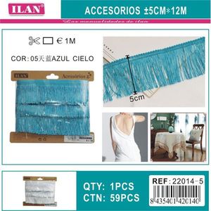 Nastro con frange Ilan 5 cm x 12 m blu cielo per artigianato e decorazioni - Product Image 3