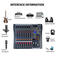Table de mixage audio professionnelle GAX-CT8 avec dispositif à effet de réverbération USB et BT pour salle de diffusion d'enregistrement scolaire d'hôtel de mariage