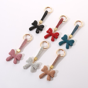 Full Crystal Bow Car Keychain Bag Pendant Creative Ornaments Custom Metal Keychain