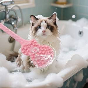 แปรง<span class=keywords><strong>อาบ</strong></span>น้ำซิลิโคนรูปกีตาร์ด้ามจับยาวอุปกรณ์นวดขนแปรงอ่อนนุ่มปลอดภัยสำหรับแมวสุนัขสัตว์เลี้ยง - Product Image 1