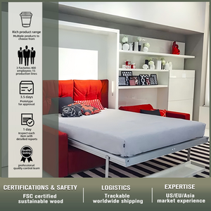 Đồ Nội Thất Phòng Ngủ Khung Giường Gấp Tiện Dụng Phong Cách Hiện Đại Để Bàn Giường Gỗ Kim Loại Treo Tường Với Sofa - Product Image 4