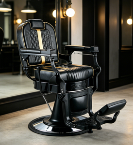 Luxury Vintage Gold Stitching PU Leather Reclining Hydraulic Shaving Hair Cutting Salon Barber Chairs - Product Image 1