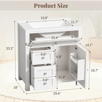 Meuble-lavabo autoportant blanc Shaker, démontable (RTA), direct usine, sans vasque, avec porte coulissante X Barn et 4 tiroirs