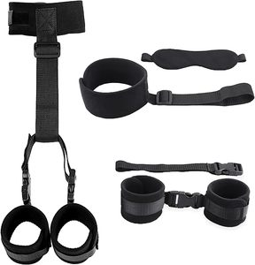 Set di Costrizioni Impermeabili BDSM per Collo e Polsi, Manette Posteriori, Collare, Benda, Imbracatura Regolabile per Giochi SM a Letto - Product Image 2