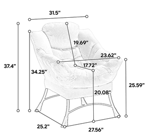 Lazy Chair Ottoman Modern Lounge Accent Chair Armrests Side Pocket Leisure Upholstered Reading Chair for Home Office Living Room - Product Image 5