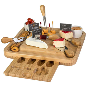 Utensilios de tabla de queso de bambú de diseño caliente Juego de tabla de charcutería Cuencos de cerámica Juego de tabla de queso - Product Image 5