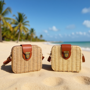 BOLSOS 19*8*16 Square Straw Woven Hard Shell <b>Bag</b> <b>Camera</b> Video <b>Bag</b> - Product Image 2