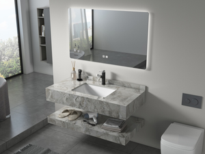 Mueble de <span class=keywords><strong>Baño</strong></span> Moderno de Lujo con Aspecto de Mármol Oscuro, de Doble Capa, Montado en la Pared, con Espejo LED Retroiluminado de Mármol Multicolor <span class=keywords><strong>para</strong></span> <span class=keywords><strong>Baño</strong></span> - Product Image 6