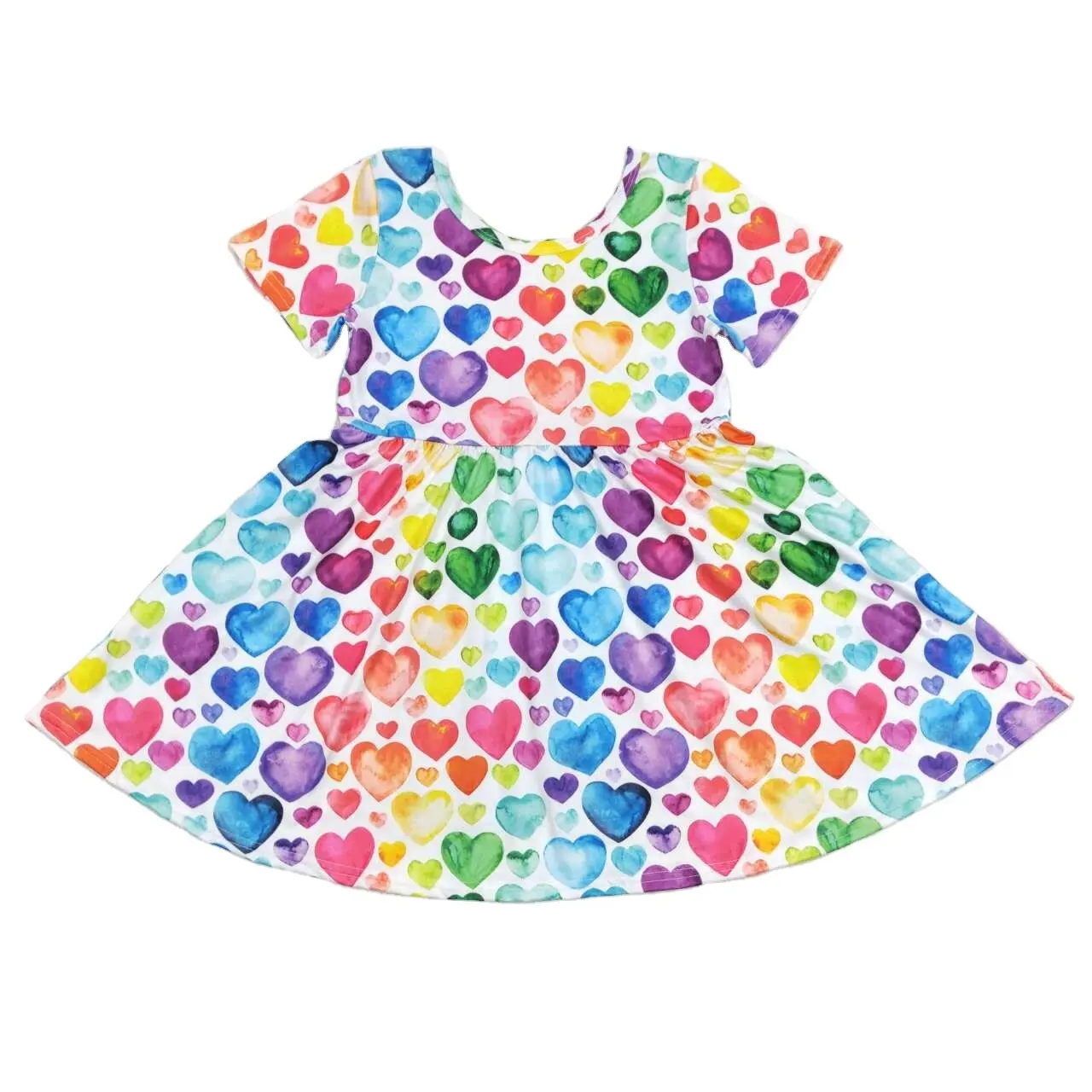 Kleinkind Mädchen Kleider für Kinder Valentine bunte Liebe Kurzarm Kleider für Mädchen Sommer Baby kleidung Großhandel